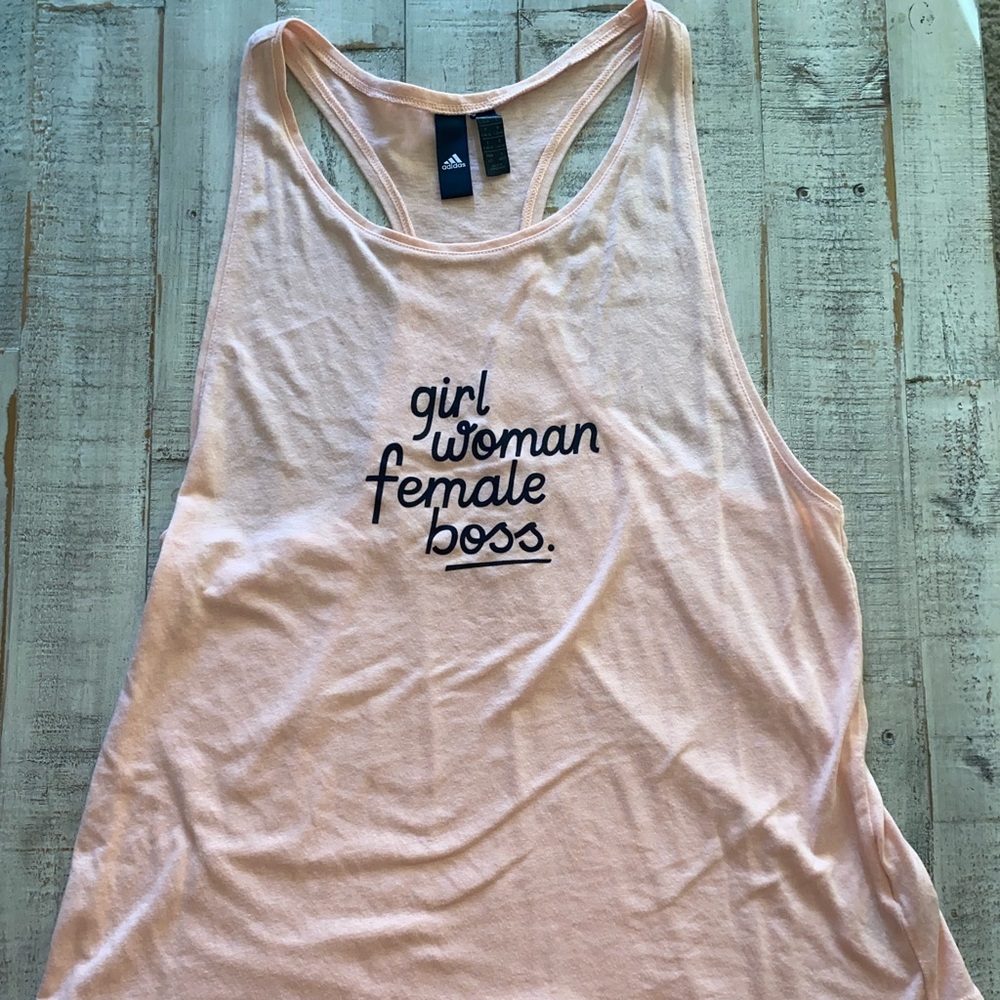 Adidas Feminist Pink Tank Top Size Large “Girl Woman Female Boss”